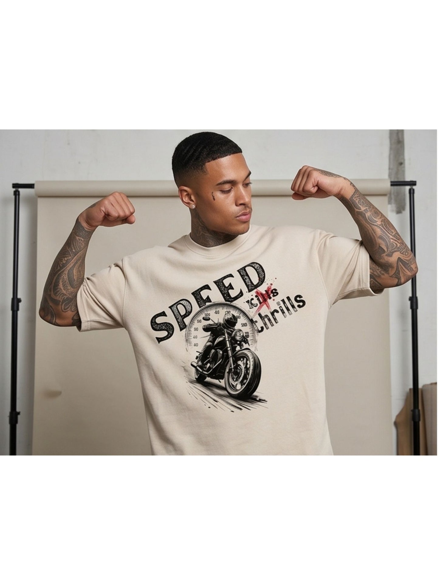 Dunbond label White OVersize T-Shirt Speed Kills Thrills