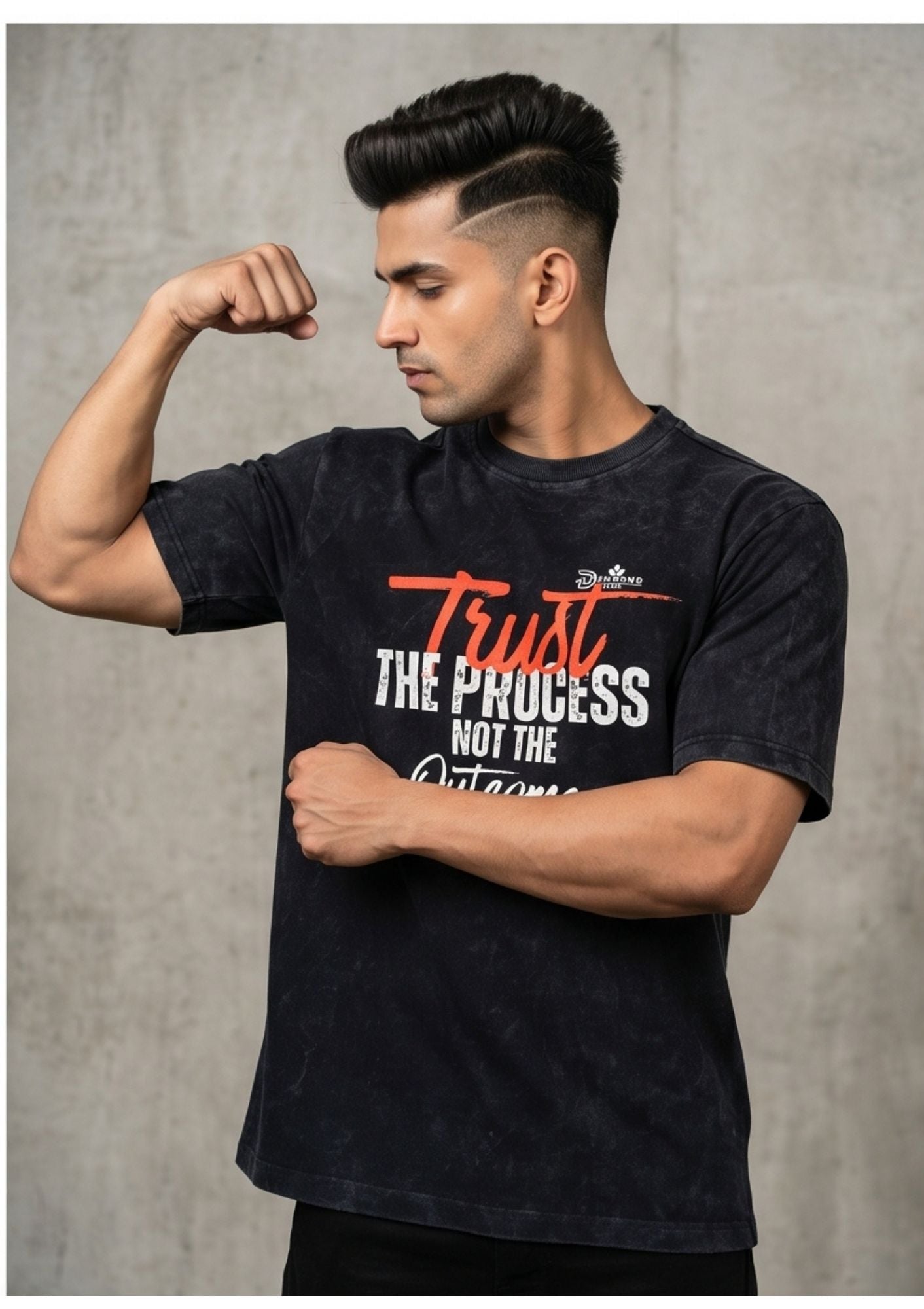 Dunbond label BLack Oversize T-Shirt// trust the process// typography