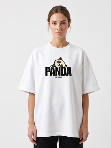 Dunbond Label Panda Graphic Oversized T-Shirt for Women – Casual Streetwear Tee