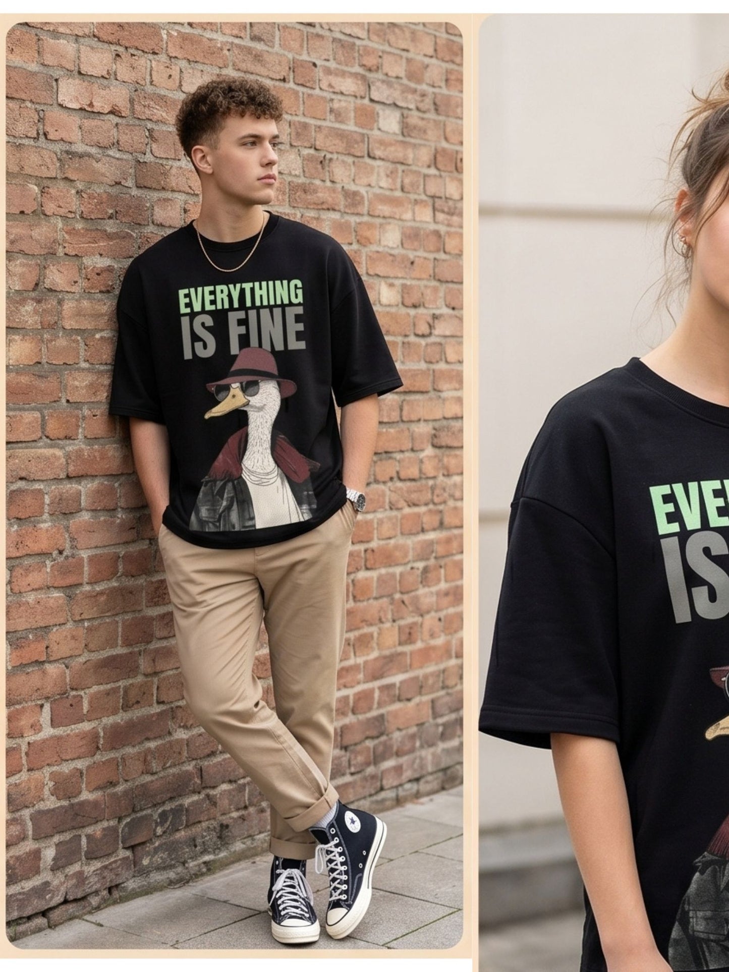 Dunbond label's Everything Is Fine – Duck Attitude Oversized Tee