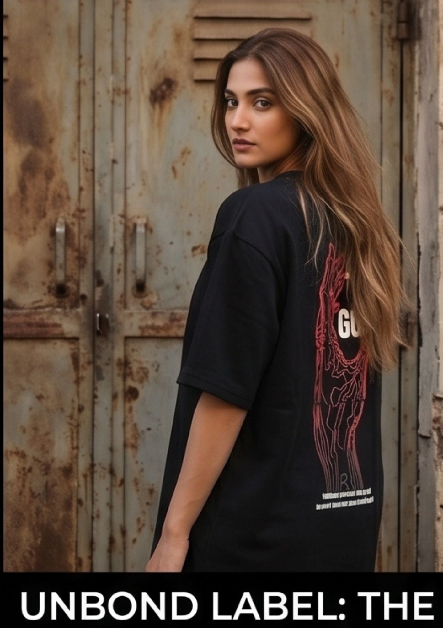Dunbond label black Oversize T-Shirt //Let  me GO