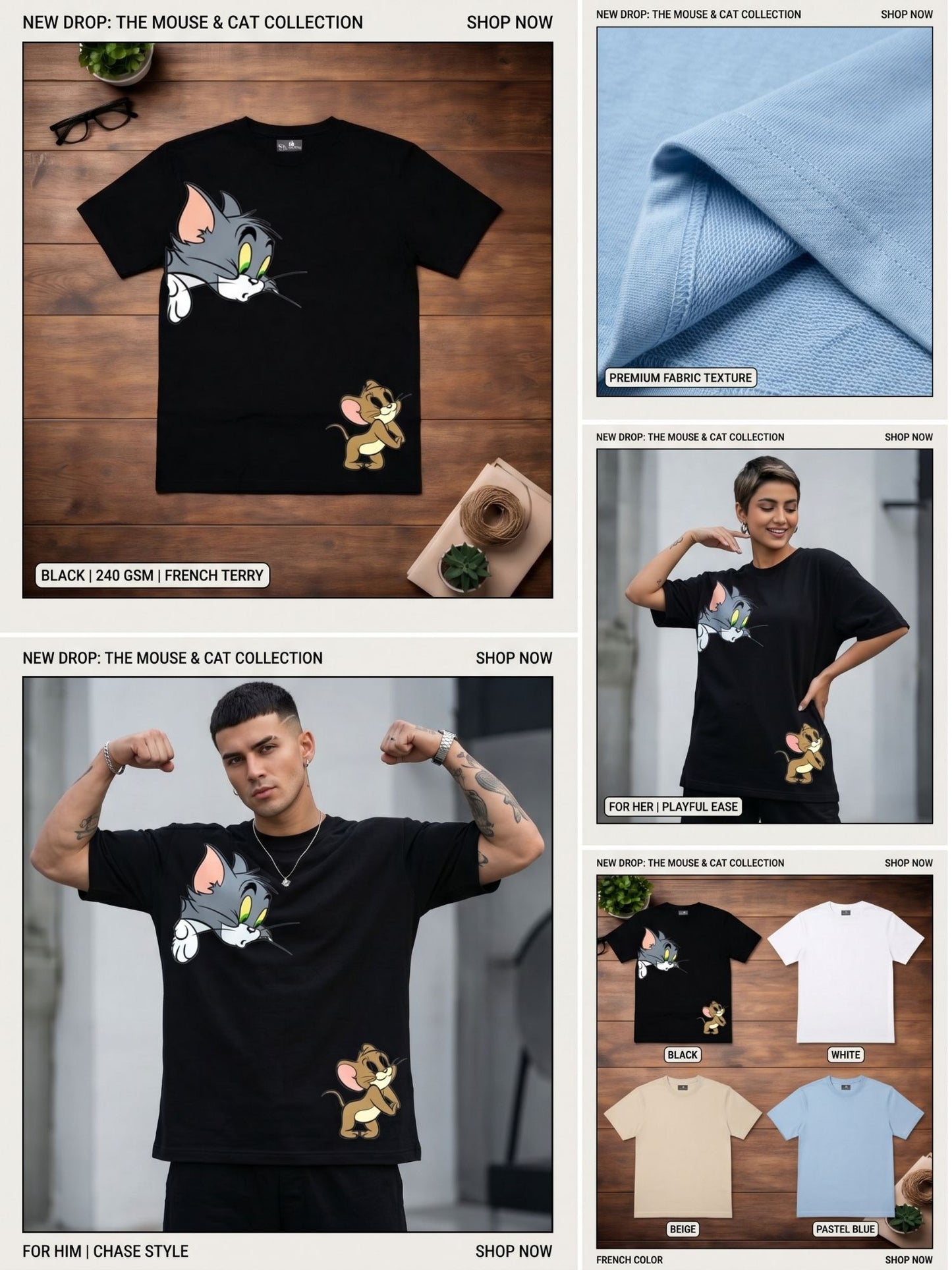 The "Tom & Jerry Peek-a-Boo" Oversized Heavyweight Tee