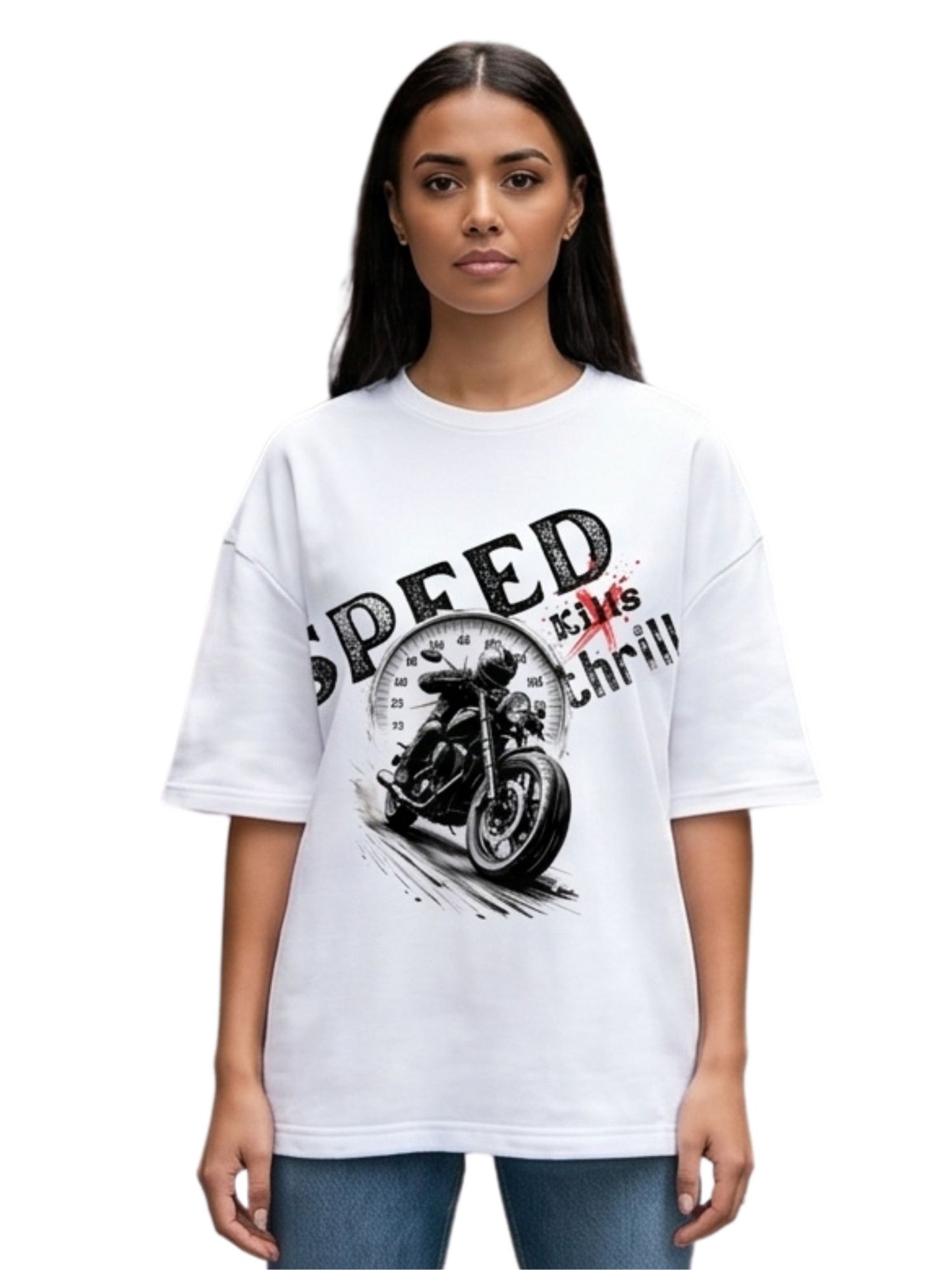 Dunbond label White OVersize T-Shirt Speed Kills Thrills