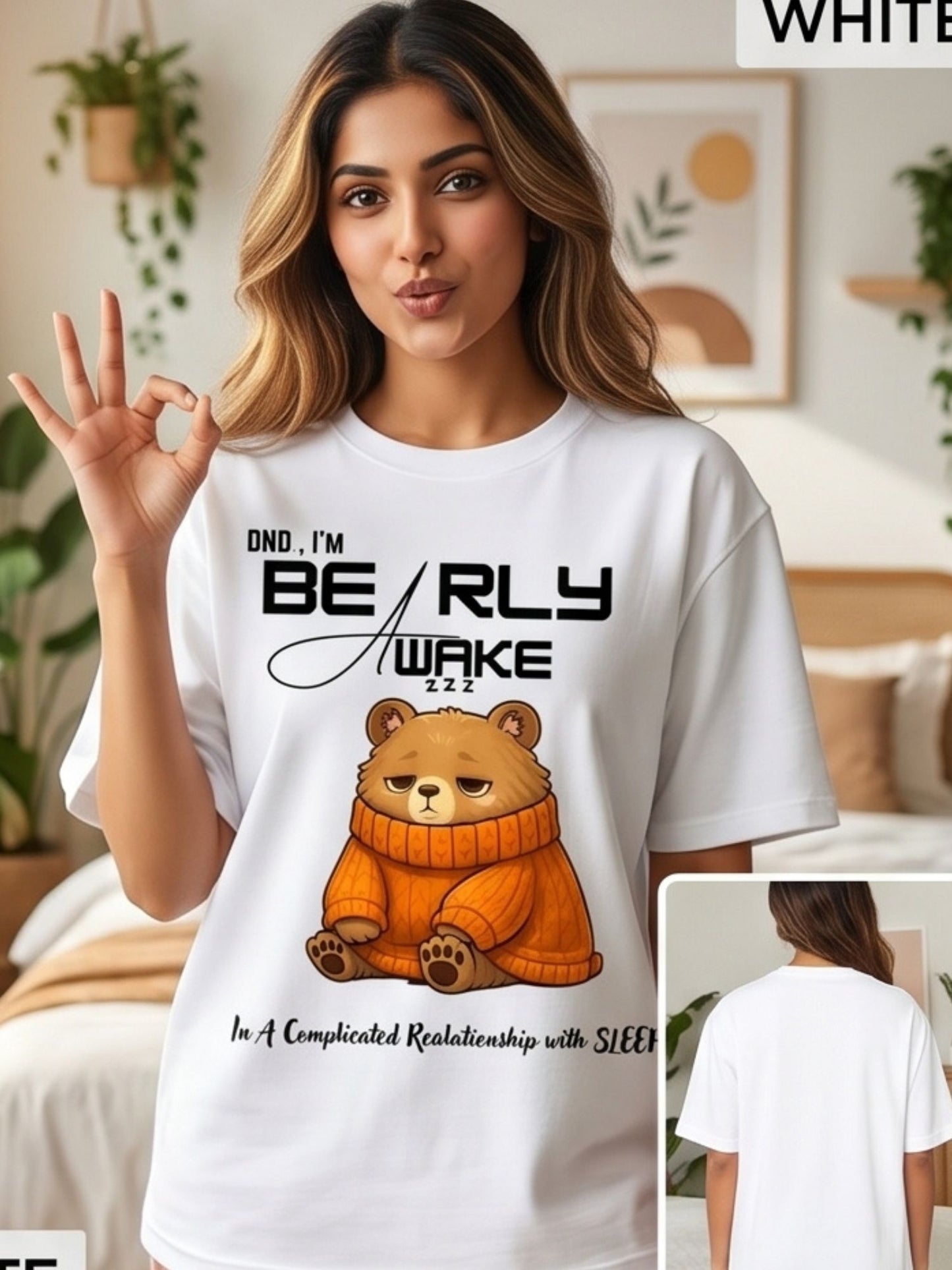 Dunbond label Black and white oversize T-shirt// Cartoon BEArly