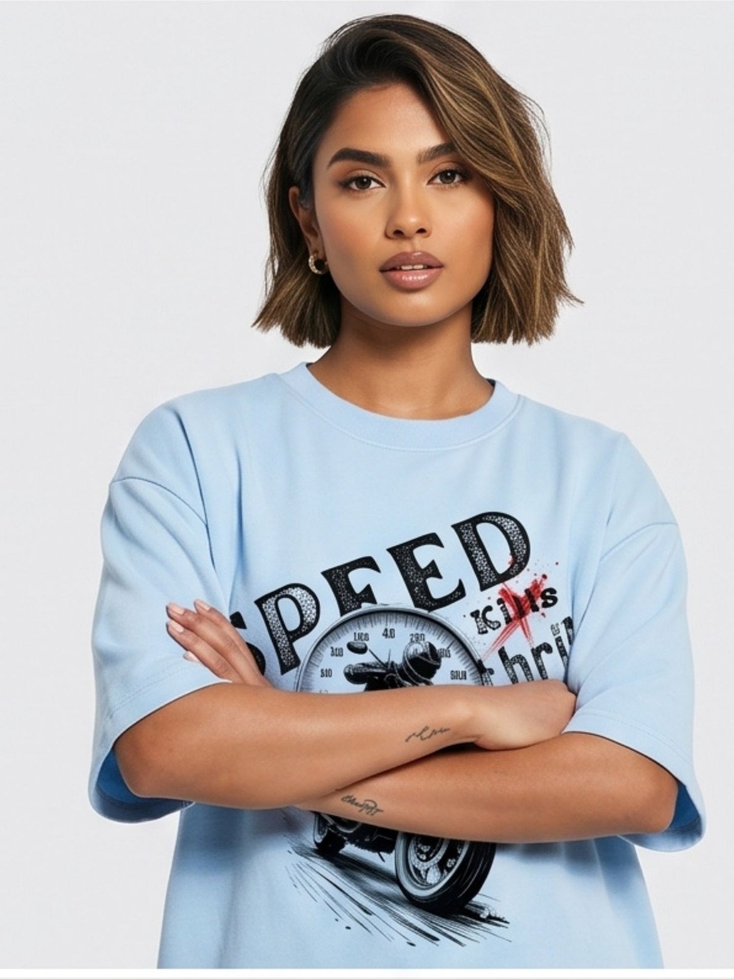 Dunbond label White OVersize T-Shirt Speed Kills Thrills