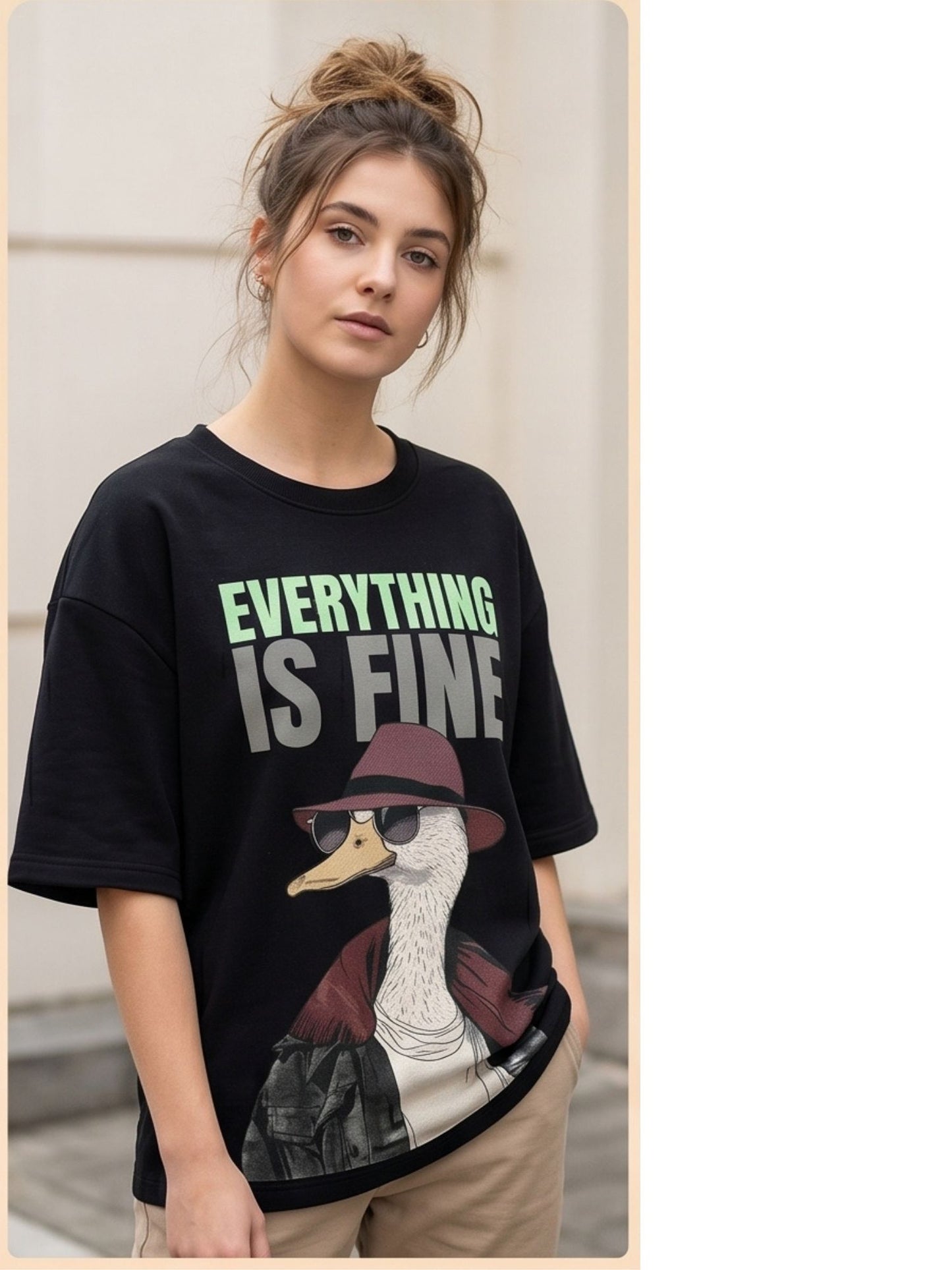 Dunbond label's Everything Is Fine – Duck Attitude Oversized Tee