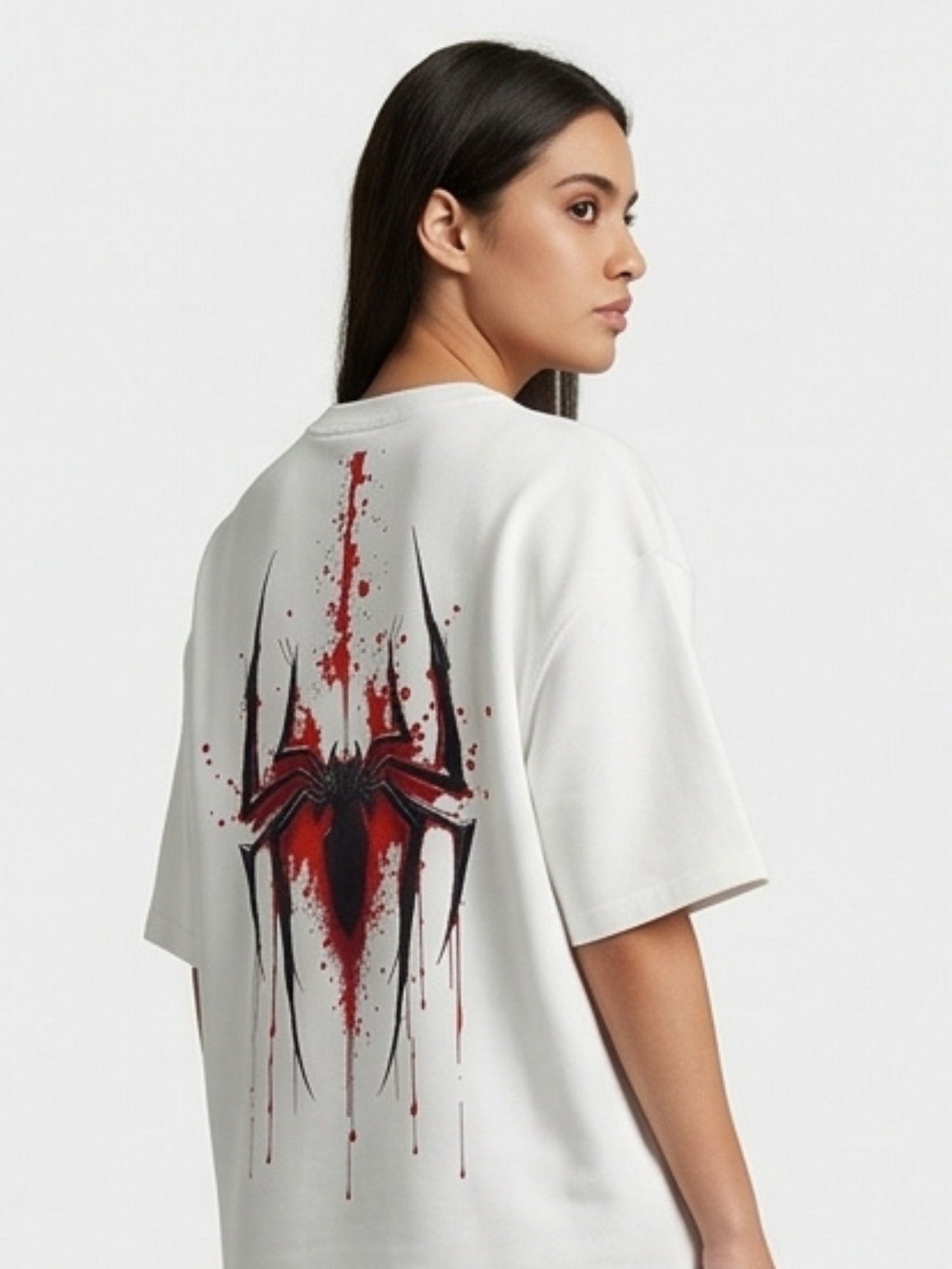 Dunbond label White Oversize T-Shirt // Back Spider print