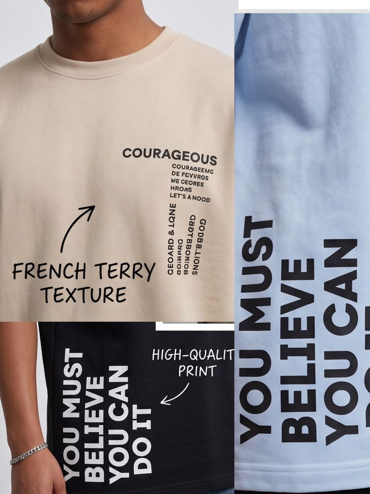 Dunbond label Oversized Colour Typography printed T-Shirt You Must belive