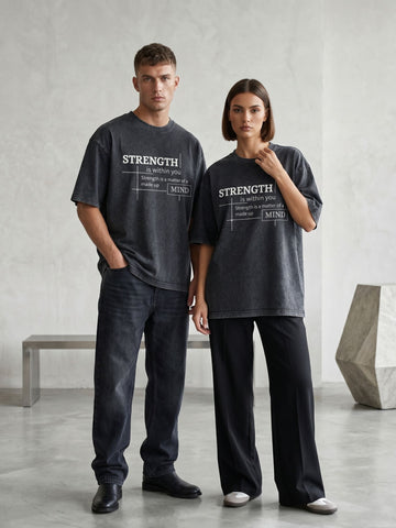 Strength Within Oversized Acid Wash T-Shirt