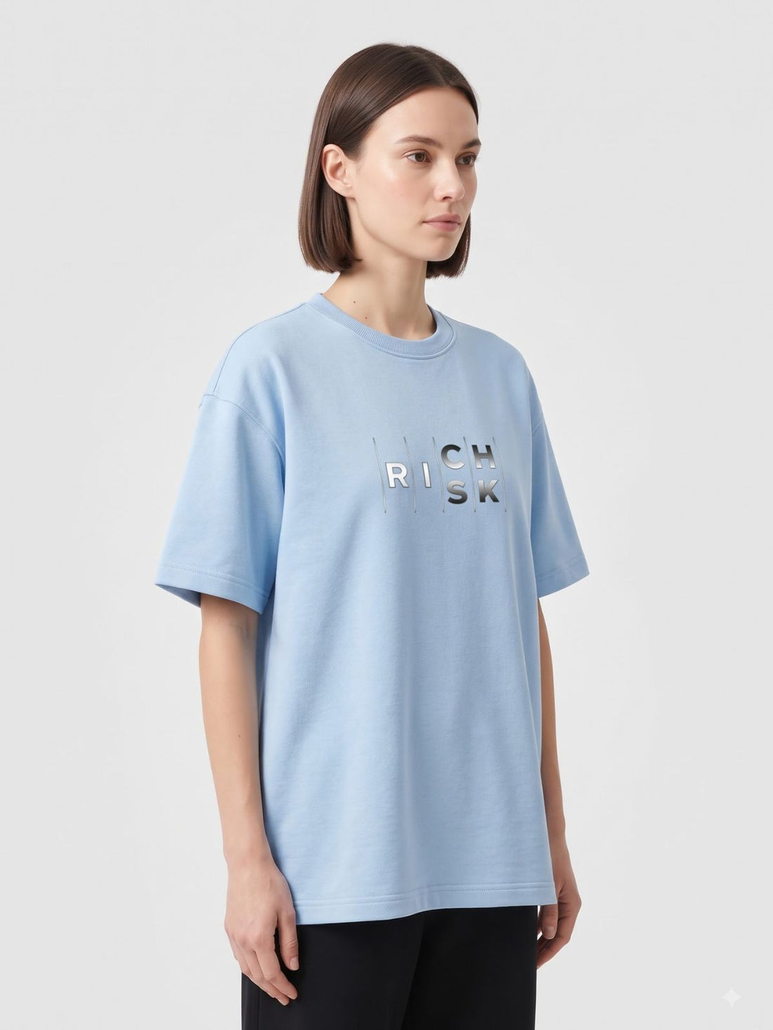 Dunbond Label "RISK" Graphic Oversized French Terry T-Shirt for Womens