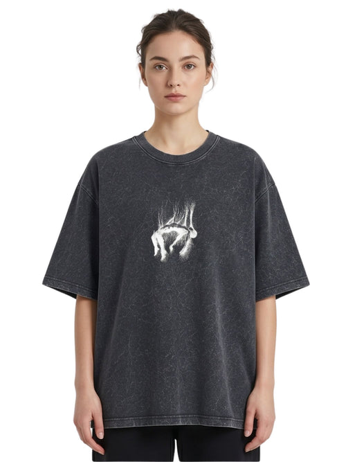 Dunbond Label Minimalist Graphic Acid Washed Oversized T-Shirt for Women