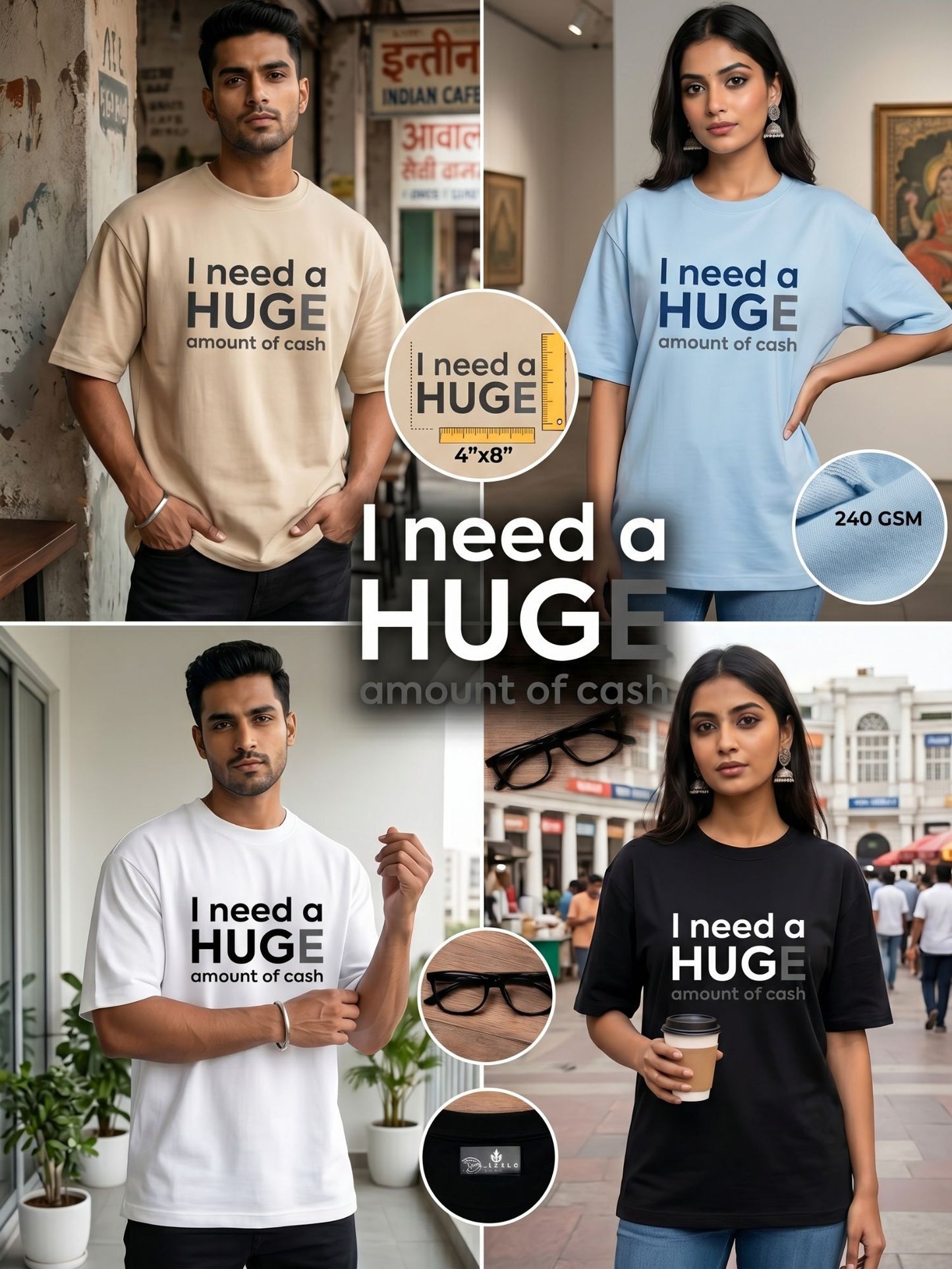 The "Huge Cash" Oversized Heavyweight Tee