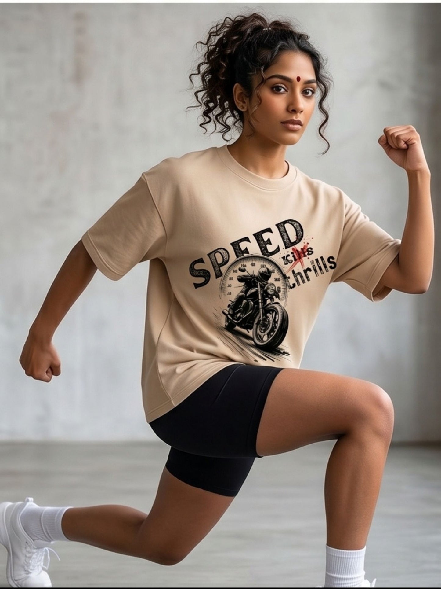 Dunbond label White OVersize T-Shirt Speed Kills Thrills