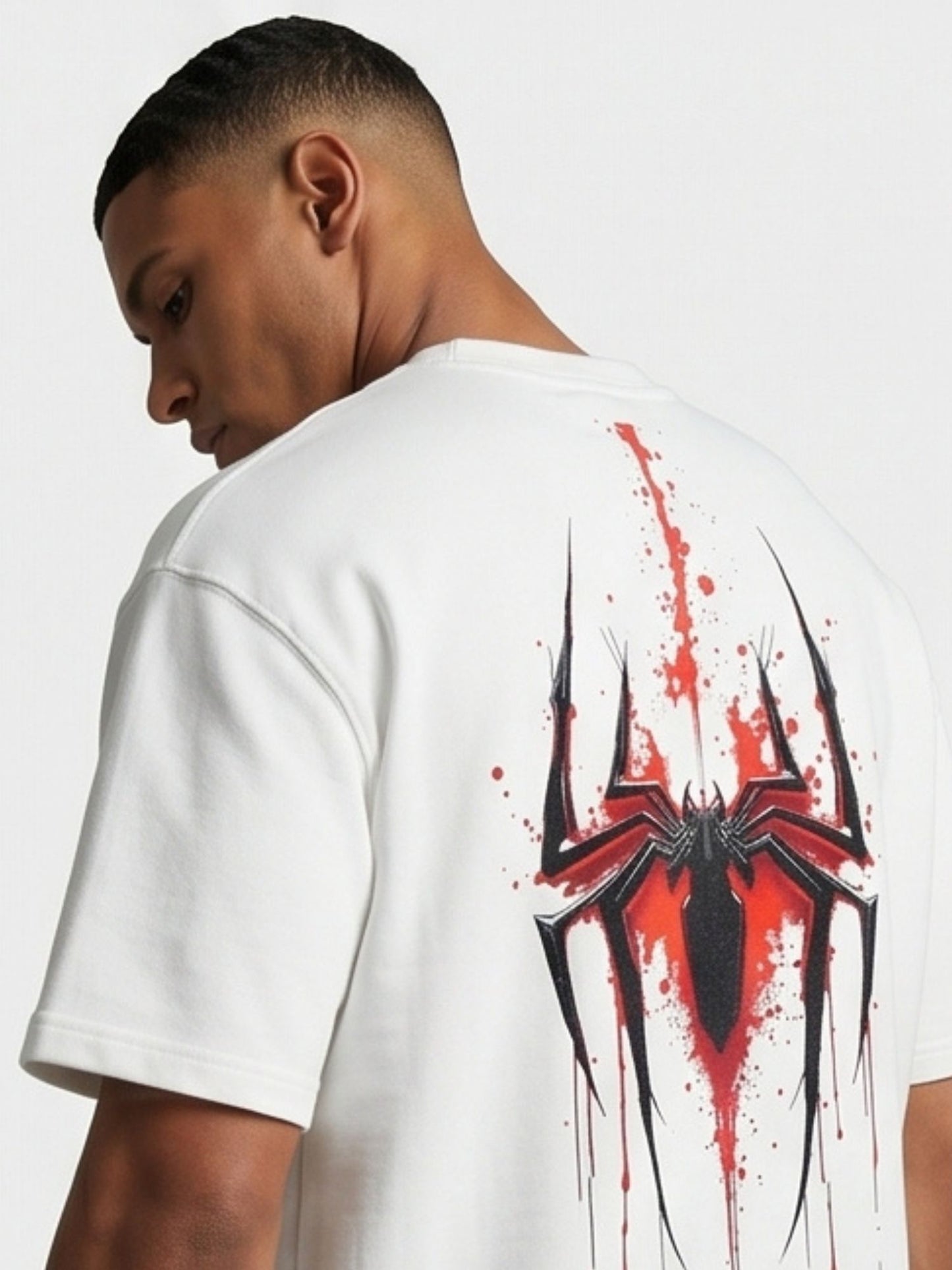 Dunbond label White Oversize T-Shirt // Back Spider print