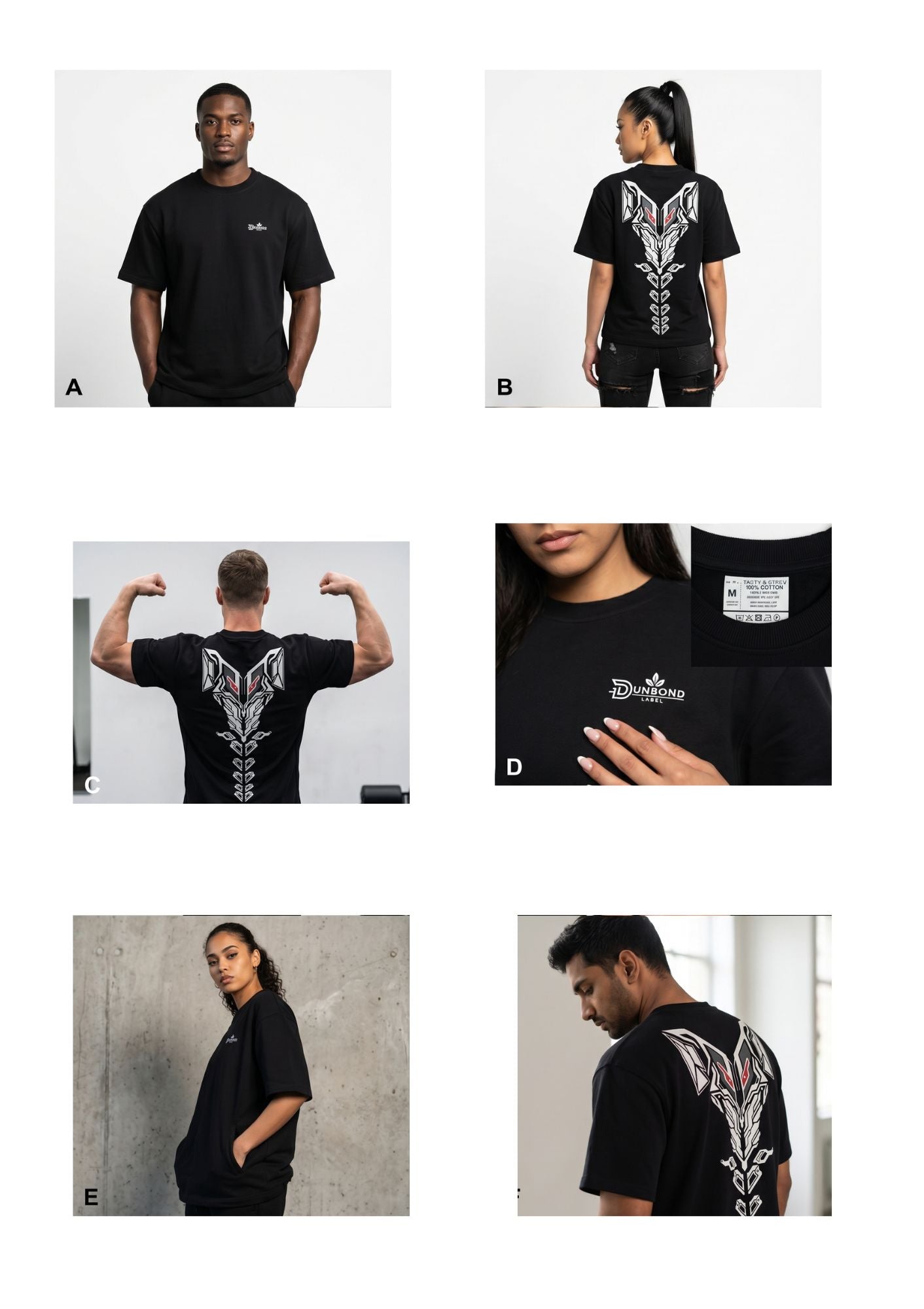 Dunbond label oversize French terry cotton Black T-Shirt/ Back Transformer Printed