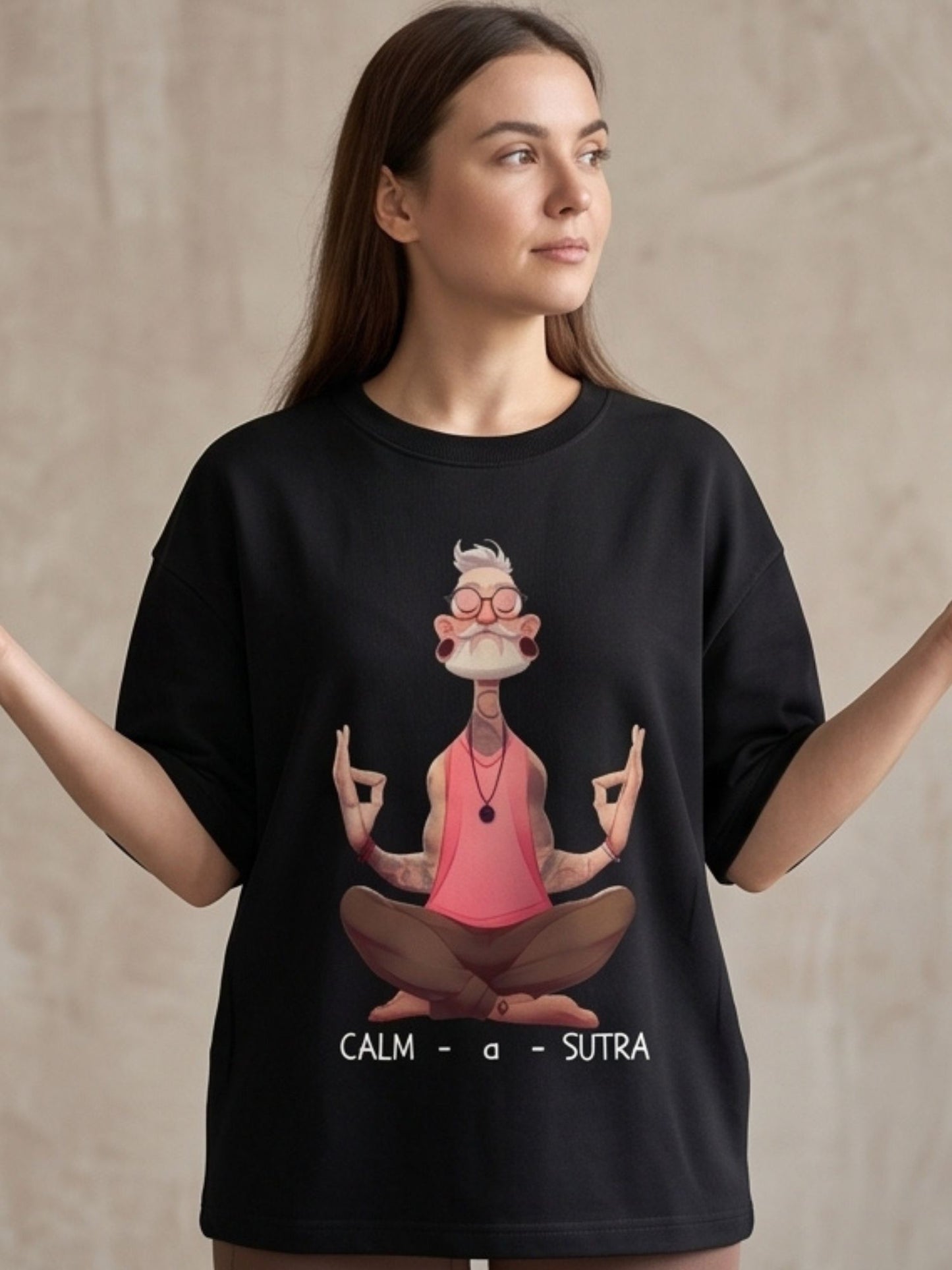 Dunbond label  White & Black calm-a-sutra an Oversized tee