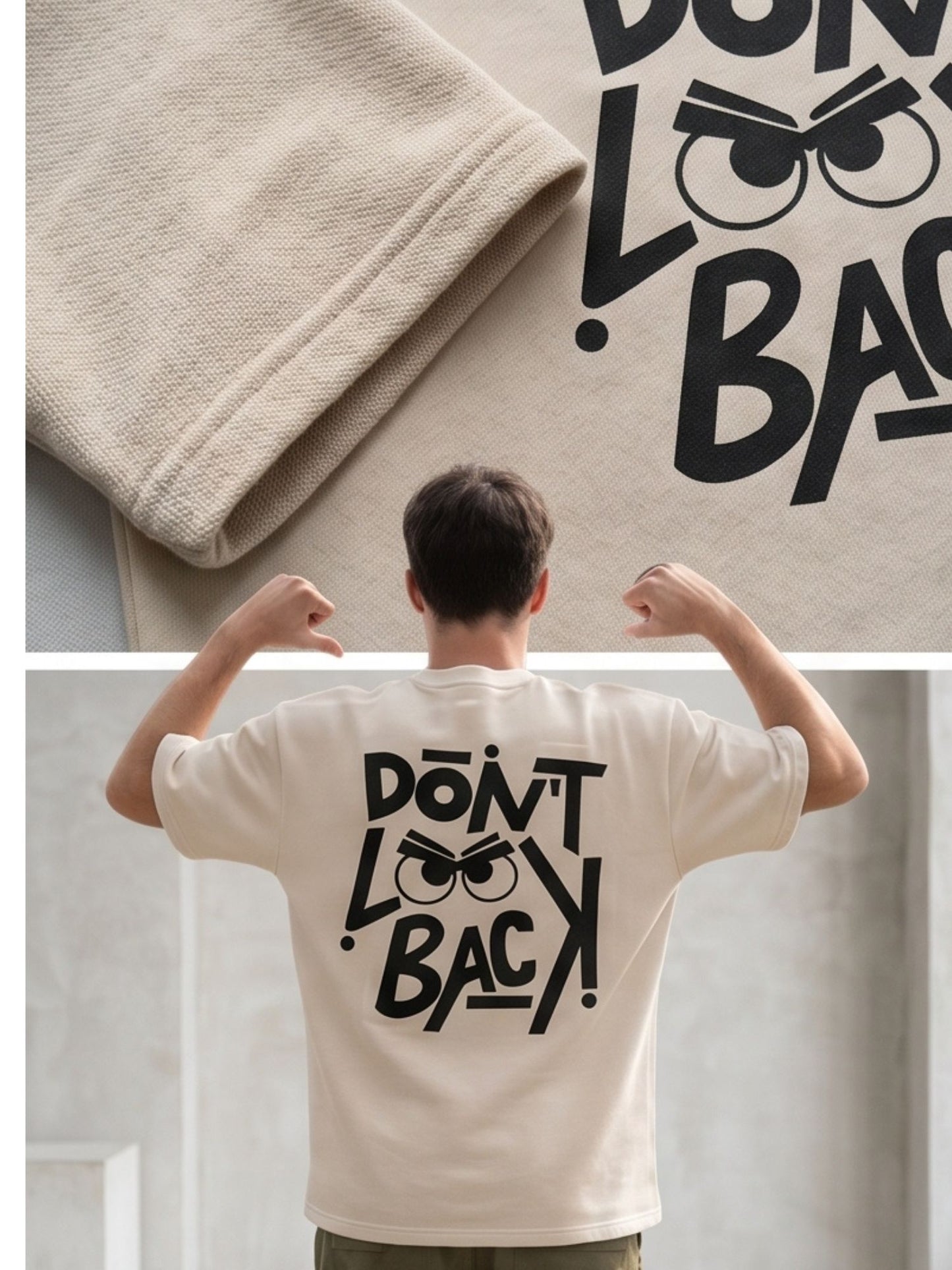 Dunbond label Oversize Colour printed T-Shirt // Dont Look Back