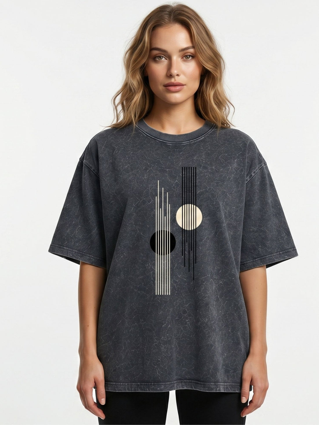 Urban Eclipse – Minimalist Abstract Oversized T-Shirt (Women)