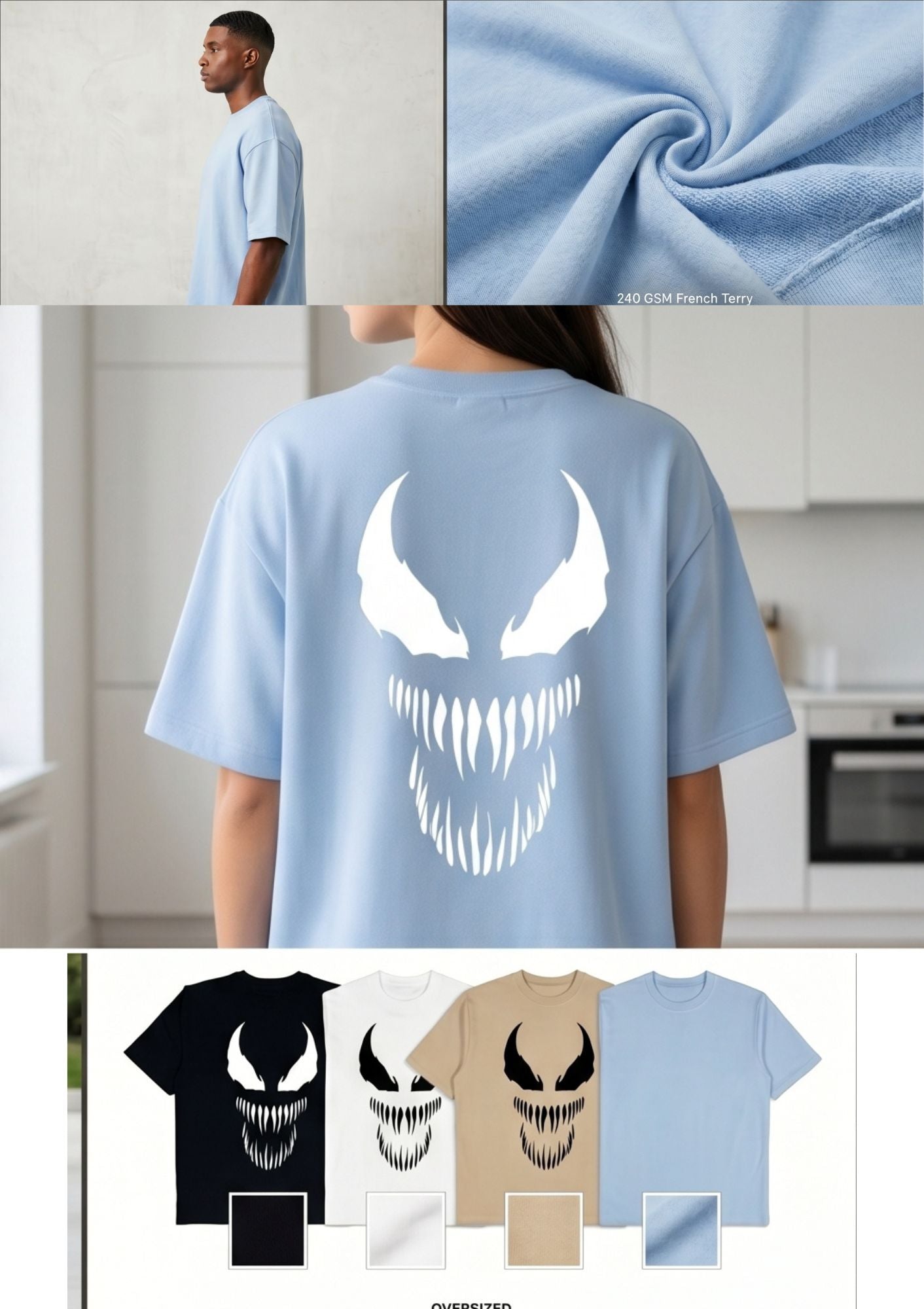 Dunbond label Black Oversize T-Shirt//Venom head