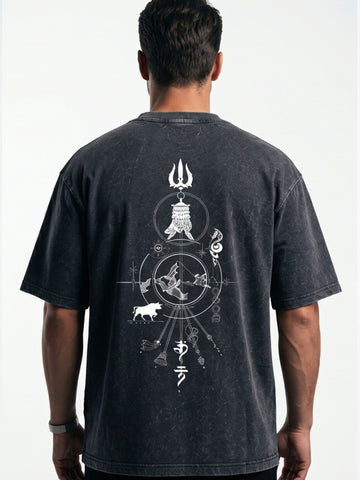 Dunbond Label "Spiritual Harmony" Graphic Acid Washed Oversized T-Shirt Unisex