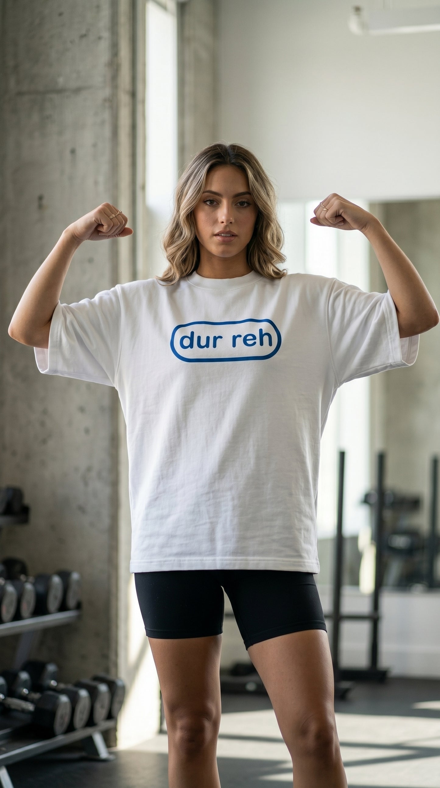 Dunbond label Oversized French Terry White T-Shirt/  Dur Reh typography
