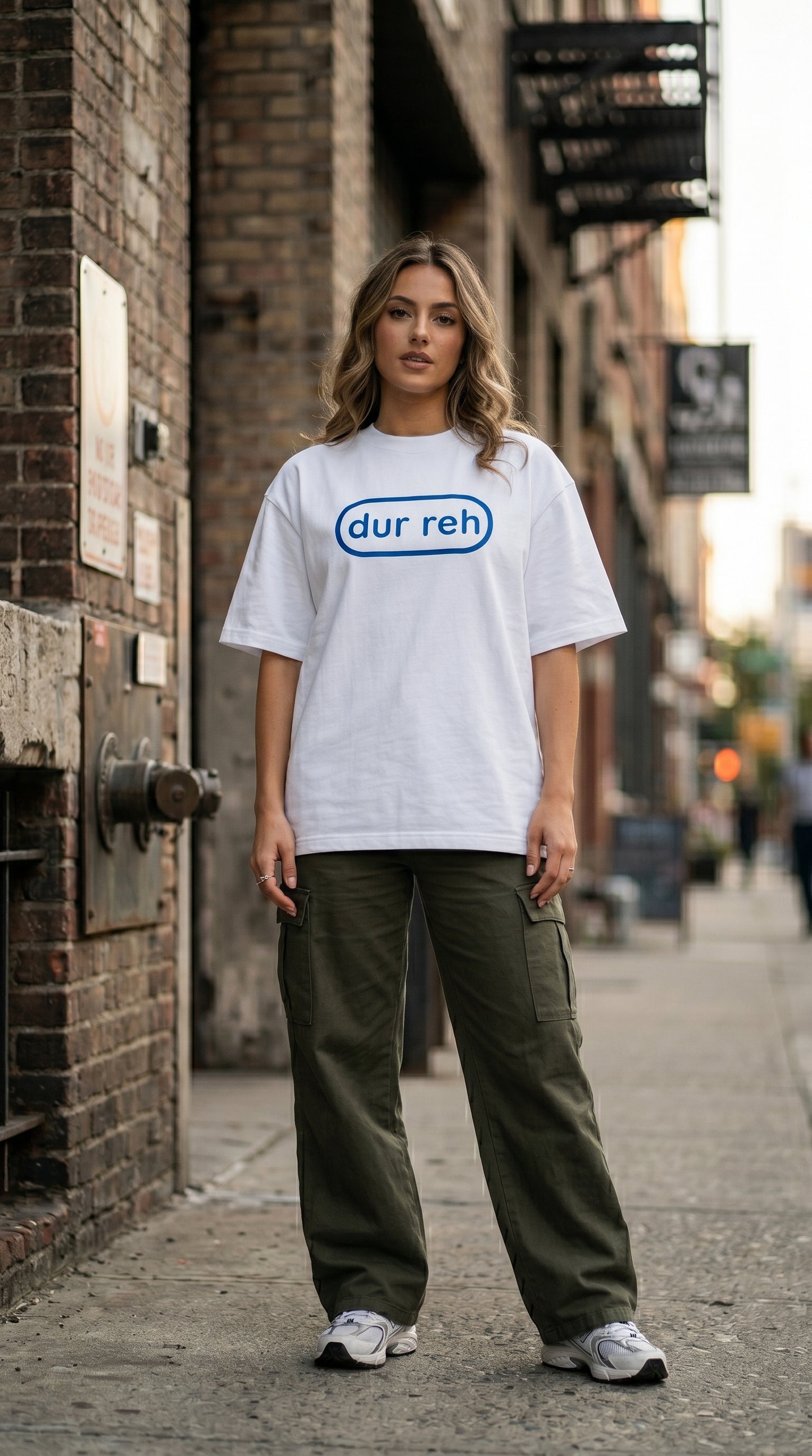 Dunbond label Oversized French Terry White T-Shirt/  Dur Reh typography