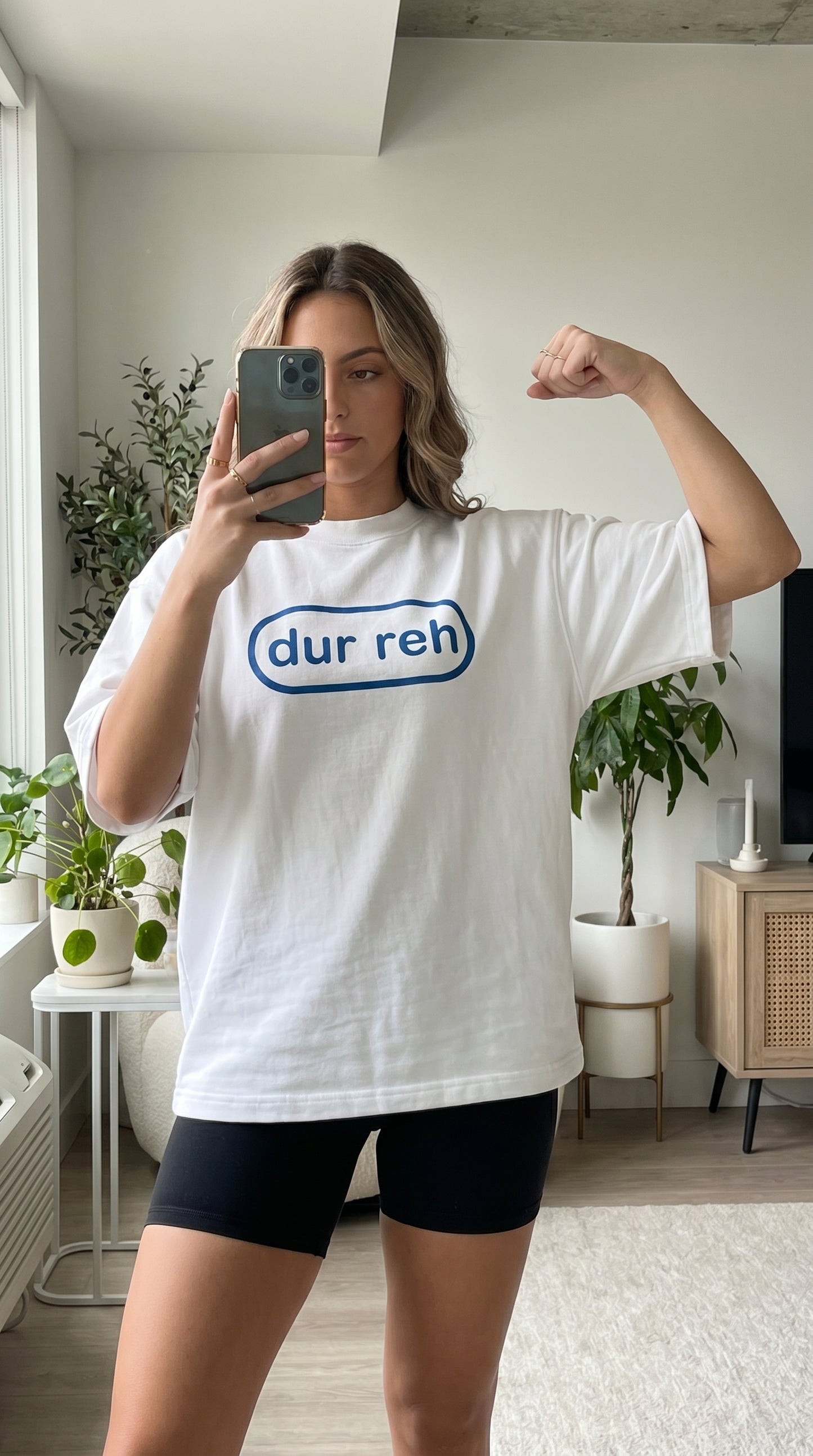 Dunbond label Oversized French Terry White T-Shirt/  Dur Reh typography