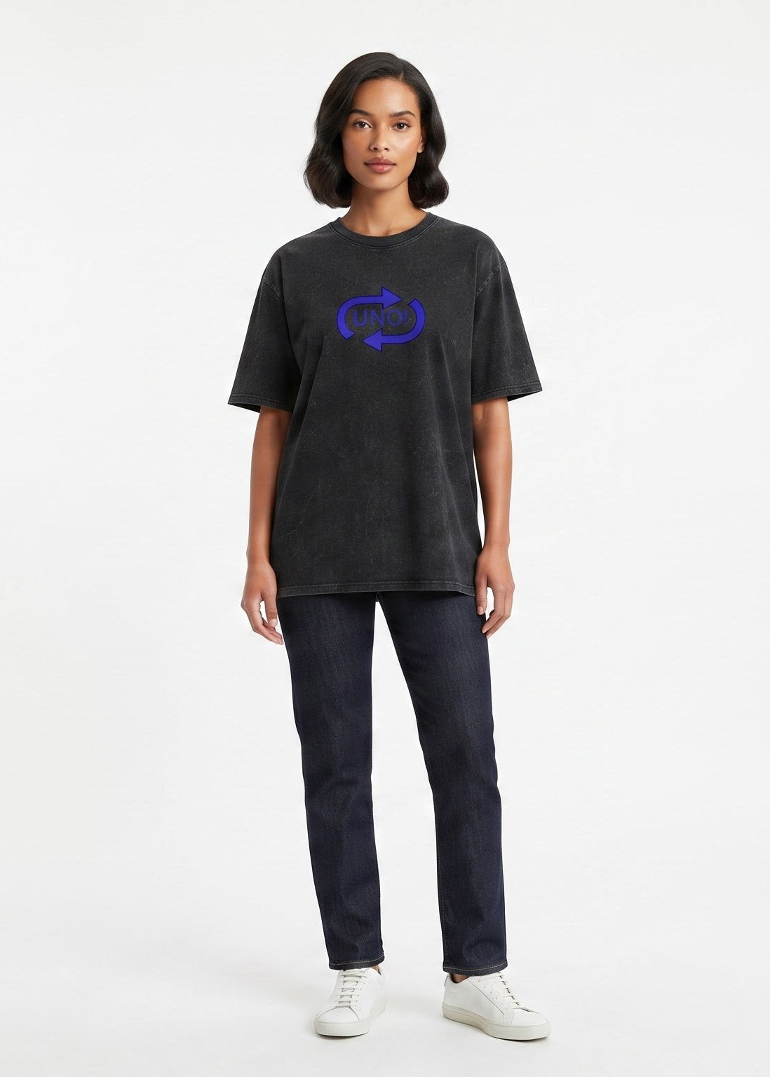 D'unbond cotton UNO Reverse Card for Her French Terry Oversized T-Shirt