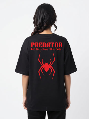 Dunbond Label Predator Spider Graphic Oversized T-Shirt for Women Front & Back Print