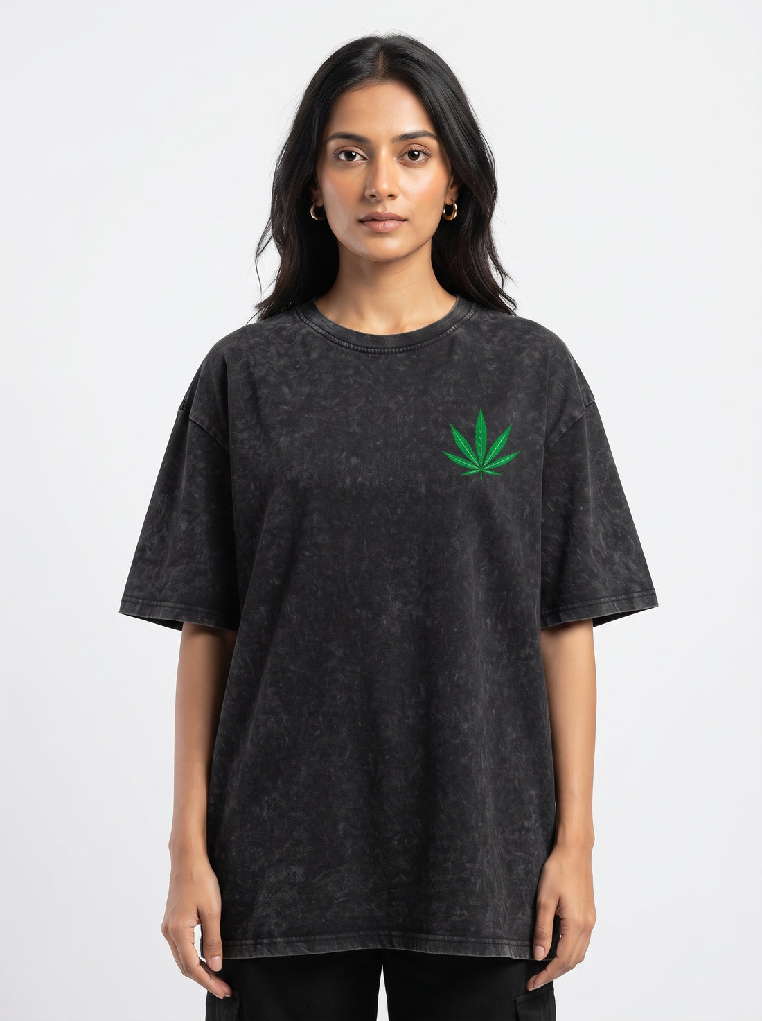 DUNBOND LABEL Leaf Emblem Oversized Graphic T-Shirt  Premium 240 GSM Cotton  Unisex Streetwear