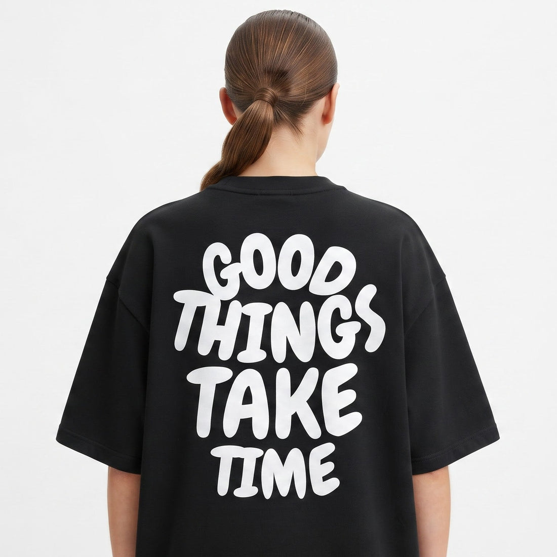 Good Things Take Time Oversized Graphic T-Shirt