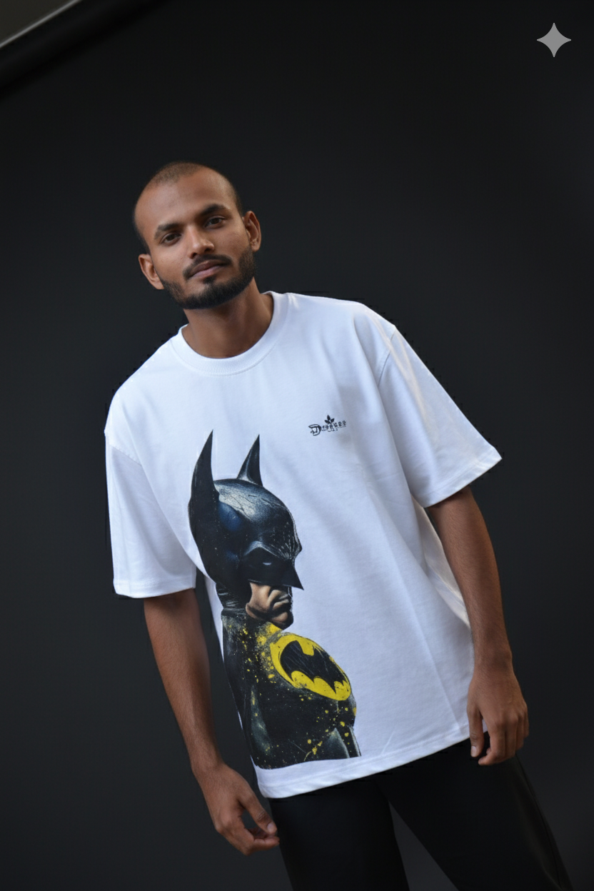 Dunbond label White Oversize T-Shirt // Batman front print