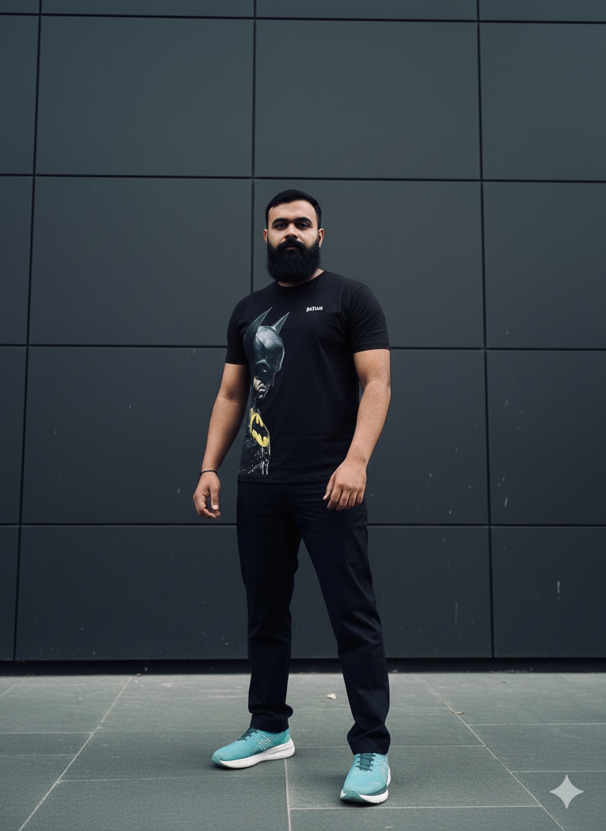 White Oversize T-Shirt // Batman front print