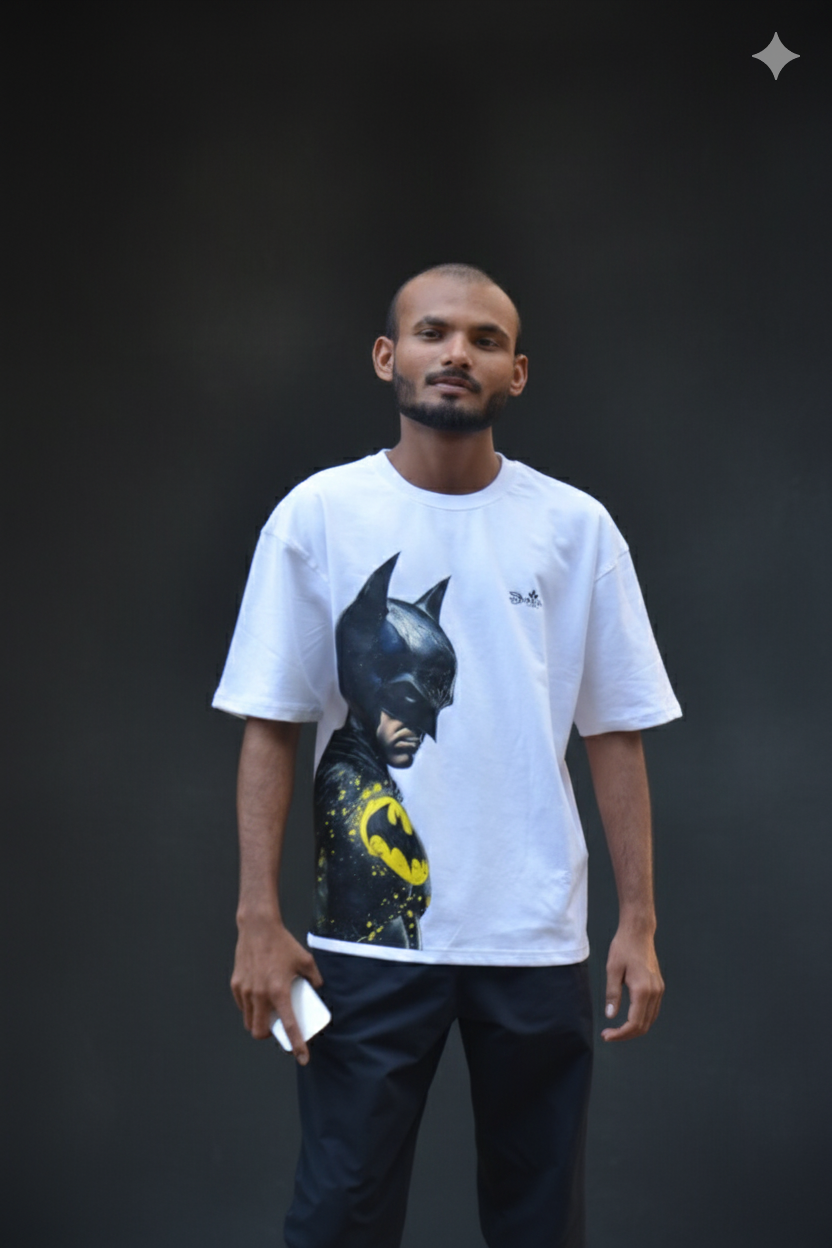 Dunbond label White Oversize T-Shirt // Batman front print