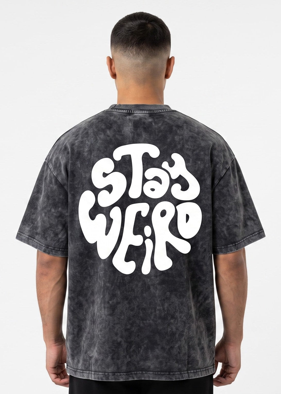 Dunbond Label Stay Weird Graphic Acid Washed Oversized T-Shirt for Unisex