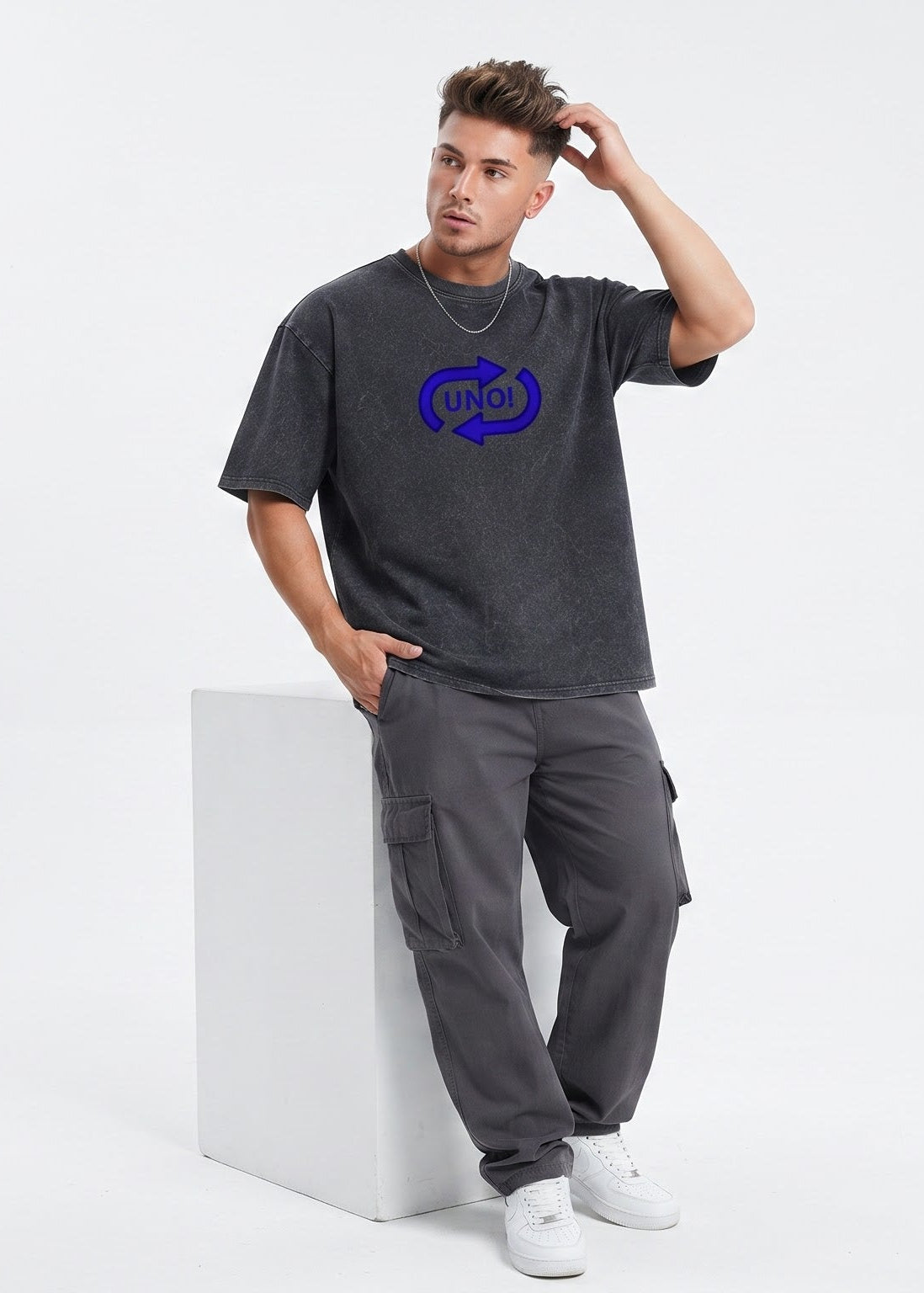 D'unbond  cotton UNO Reverse Card for Him French Terry Oversized T-Shirt