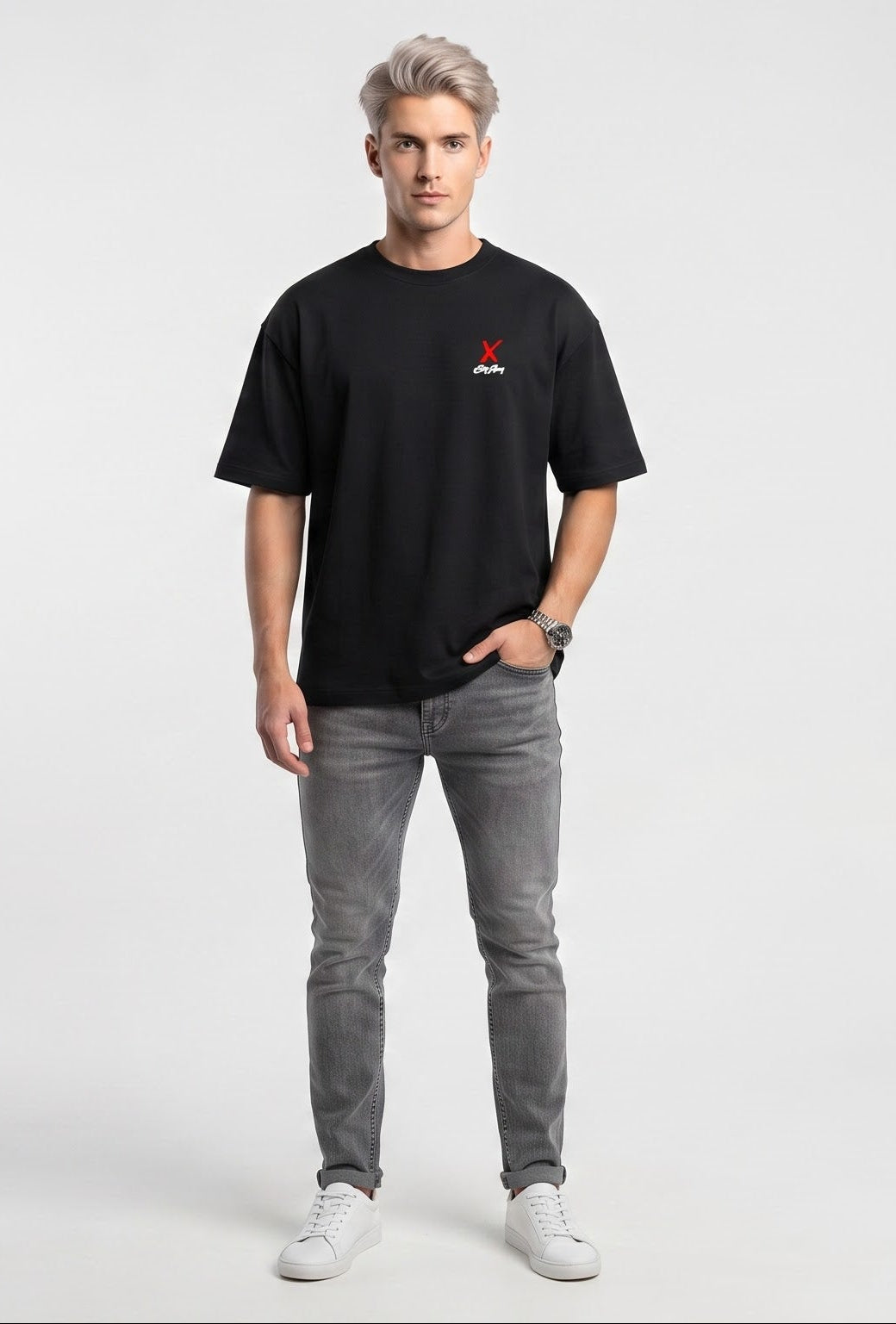 D'unbond Label Black Bad Intentions Graphic Back Print Oversized Tee for Mens