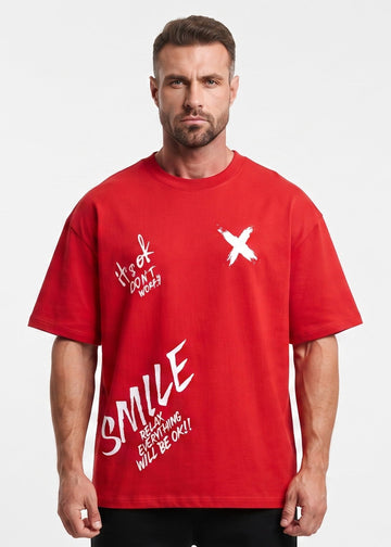 Dunbond Label Smile Typography Graphic Oversized T-Shirt for Men
