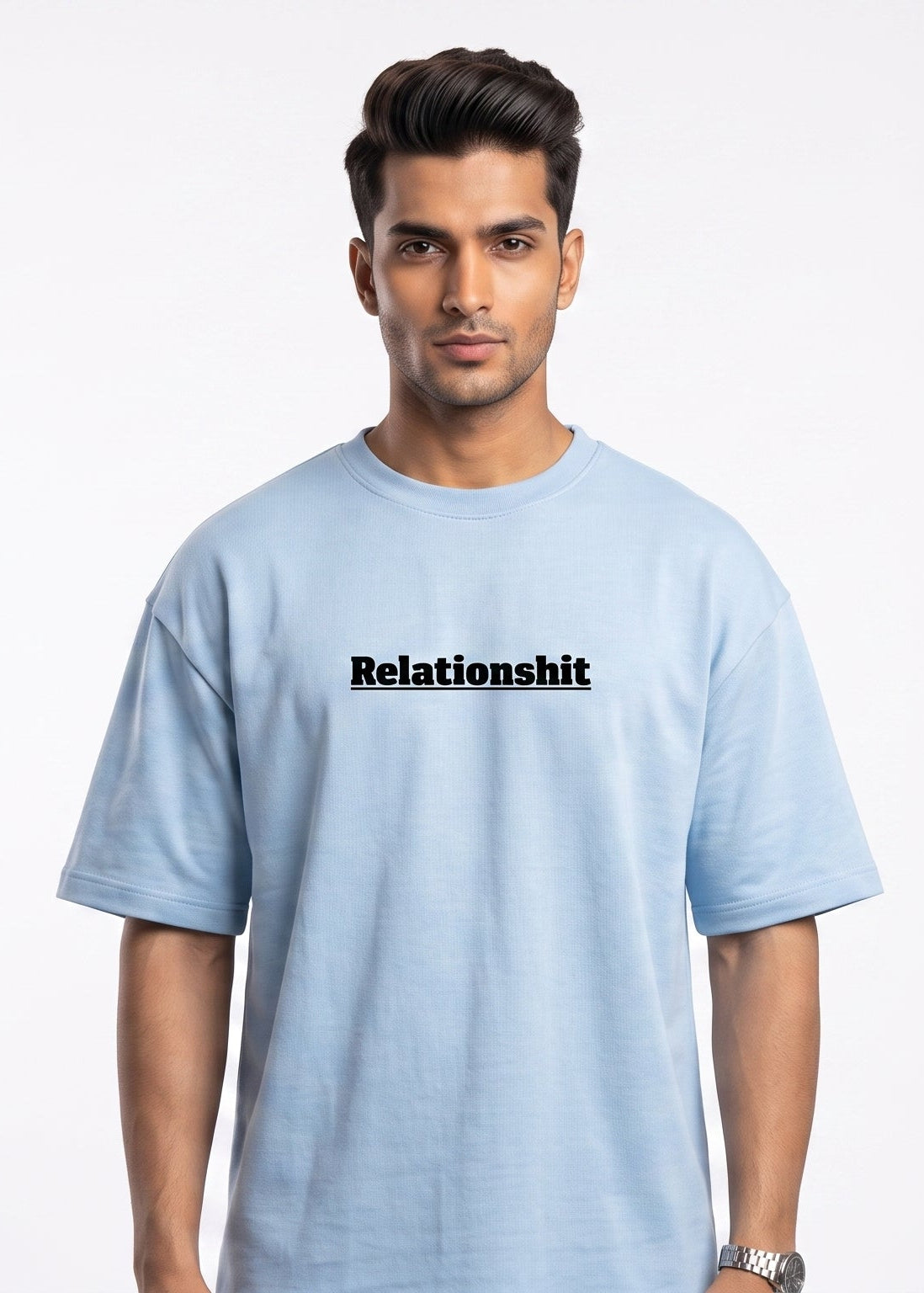 Dunbond Label Relationship Oversized T-Shirt for Men – Minimal Typography Tee