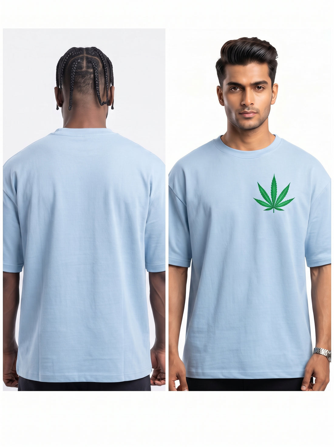 DUNBOND LABEL Leaf Emblem Oversized Graphic T-Shirt  Premium 240 GSM Cotton  For Mens Streetwear