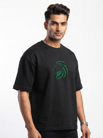 Dunbond Label Lion Graphic Oversized T-Shirt for Men  Premium Cotton Streetwear Tee
