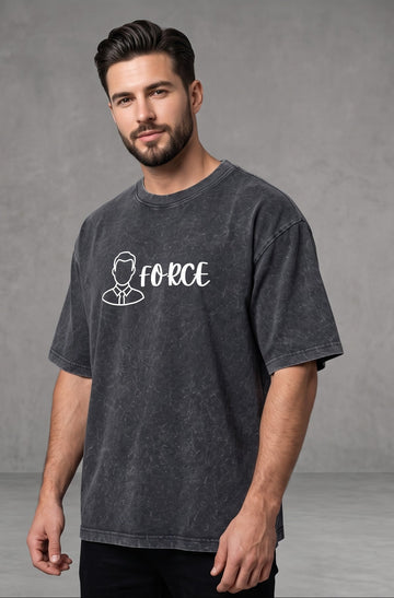 Dunbond Label Focus Graphic Oversized T-Shirt for Men  Premium Cotton Streetwear Tee Acid washed