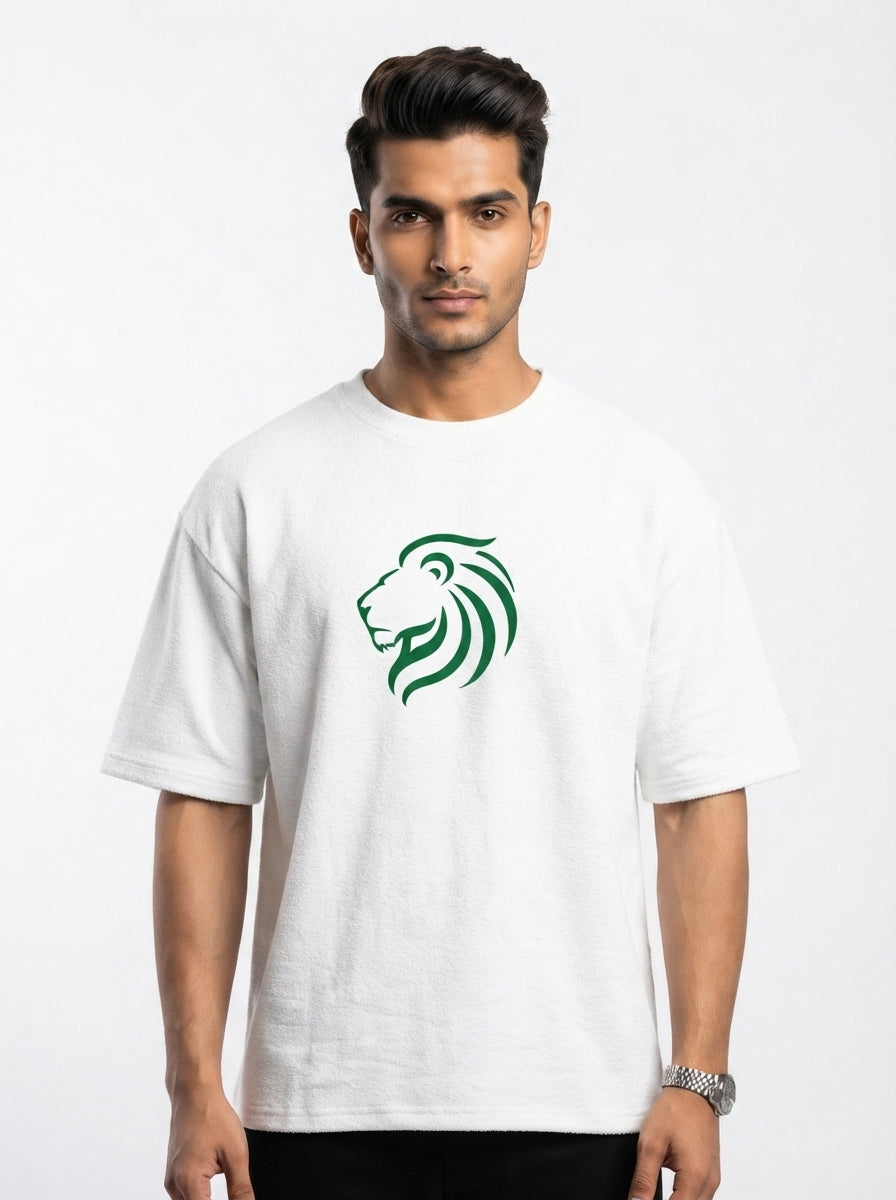 Dunbond Label Lion Graphic Oversized T-Shirt for Men  Premium Cotton Streetwear Tee