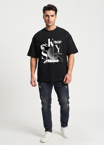 Dunbond Label Lunar Sky Graphic Oversized T-Shirt for Men