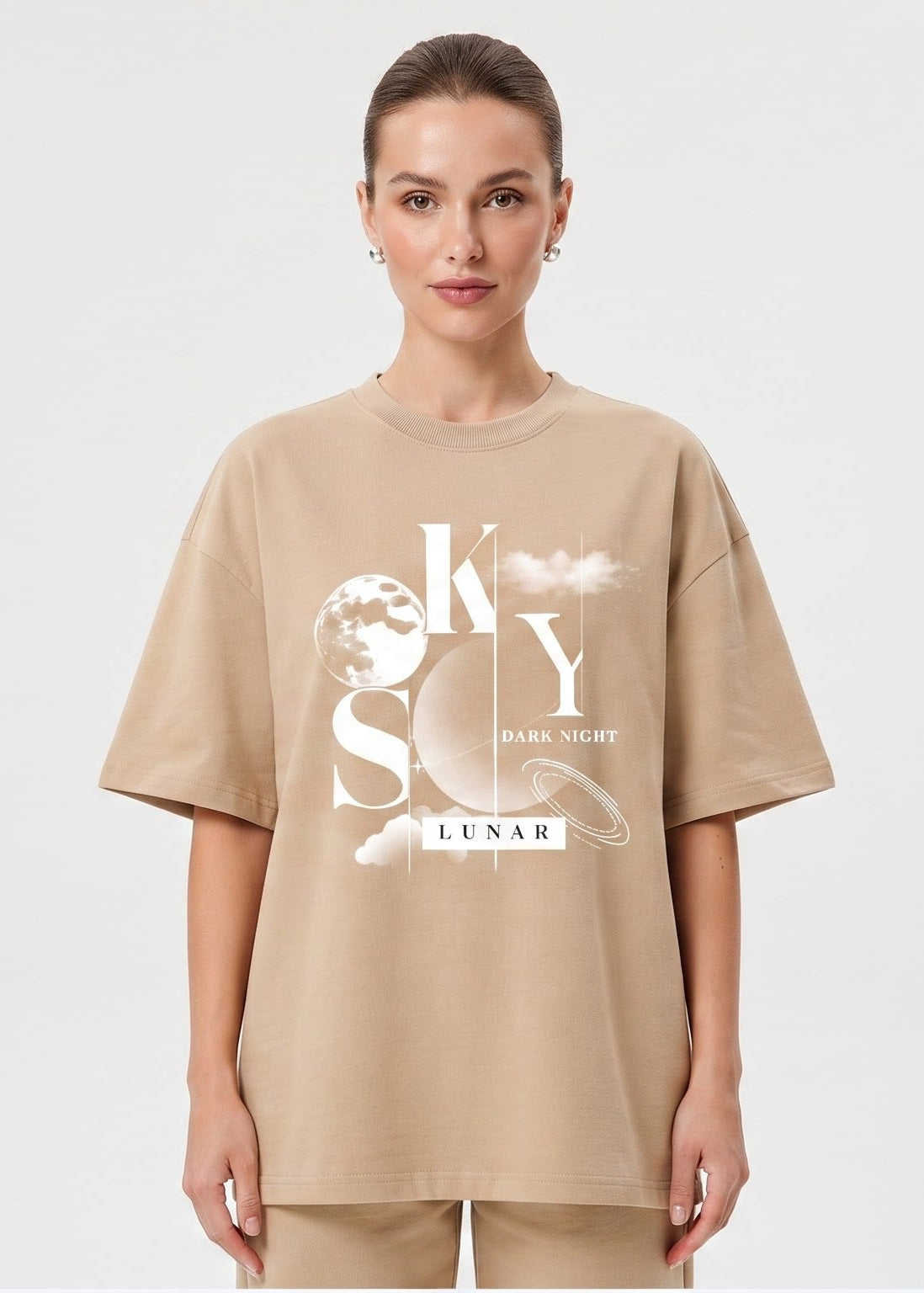 Dunbond Label Lunar Sky Graphic Oversized T-Shirt for Womens