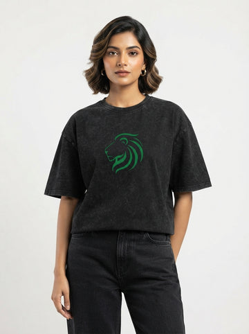 Dunbond Label Lion Graphic Oversized T-Shirt for Women Premium Cotton Streetwear Tee