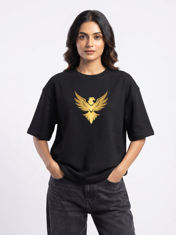 DUNBOND LABEL Phoenix Rise Oversized Graphic T-Shirt  Premium 240 GSM Cotton  Women