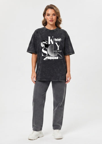 Dunbond Label Lunar Sky Graphic Oversized Unisex T-Shirt